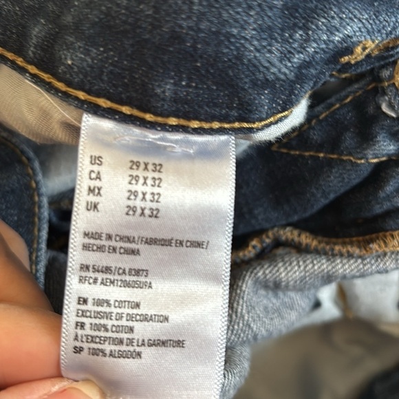 American Eagle AEO Slim Distressed Jean Sz 29X31”Blue 100% Cotton Whisker Detail - Picture 7 of 8